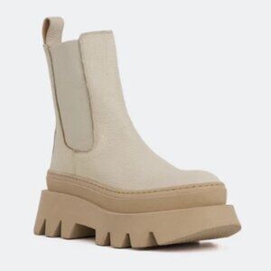 l'intervalle Wolfe Off White Leather Lug-sole/Platform Boots (Size EU 41/US 10)